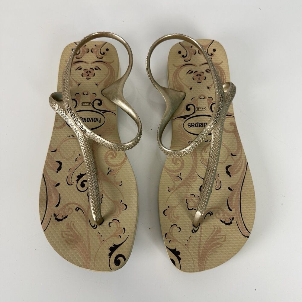 Havaianas Flash Urban Cross Strap Sandals Womens 11/12W Rose Gold Flip Flops